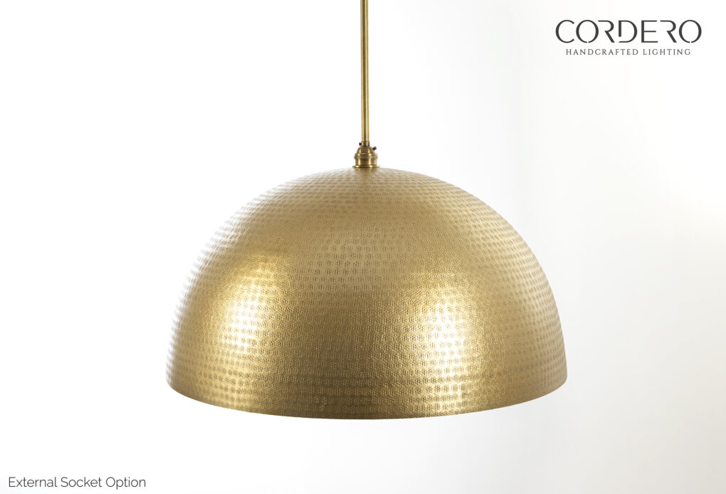 Brass Hammered Dome Pendant Light