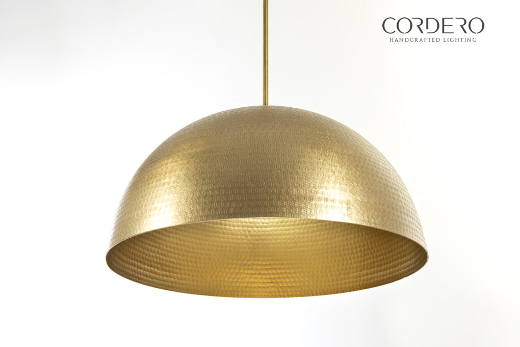 Brass Hammered Dome Pendant Light