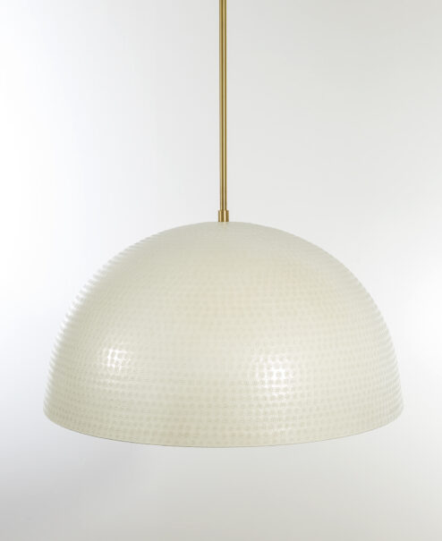 White and Gold Hammered Dome Pendant Light