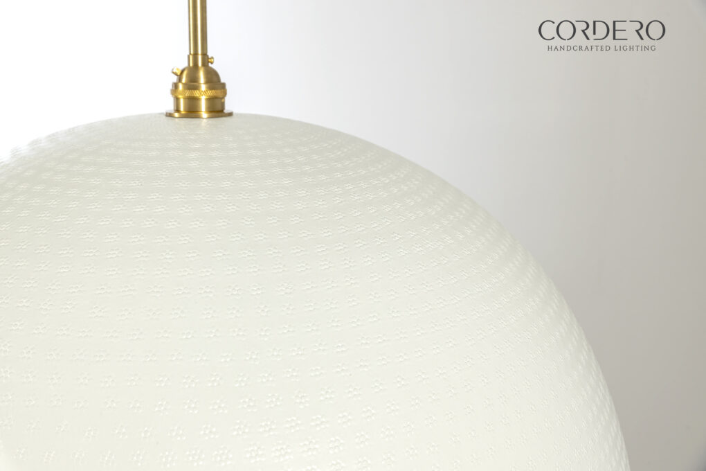 White Hammered Dome Pendant Light