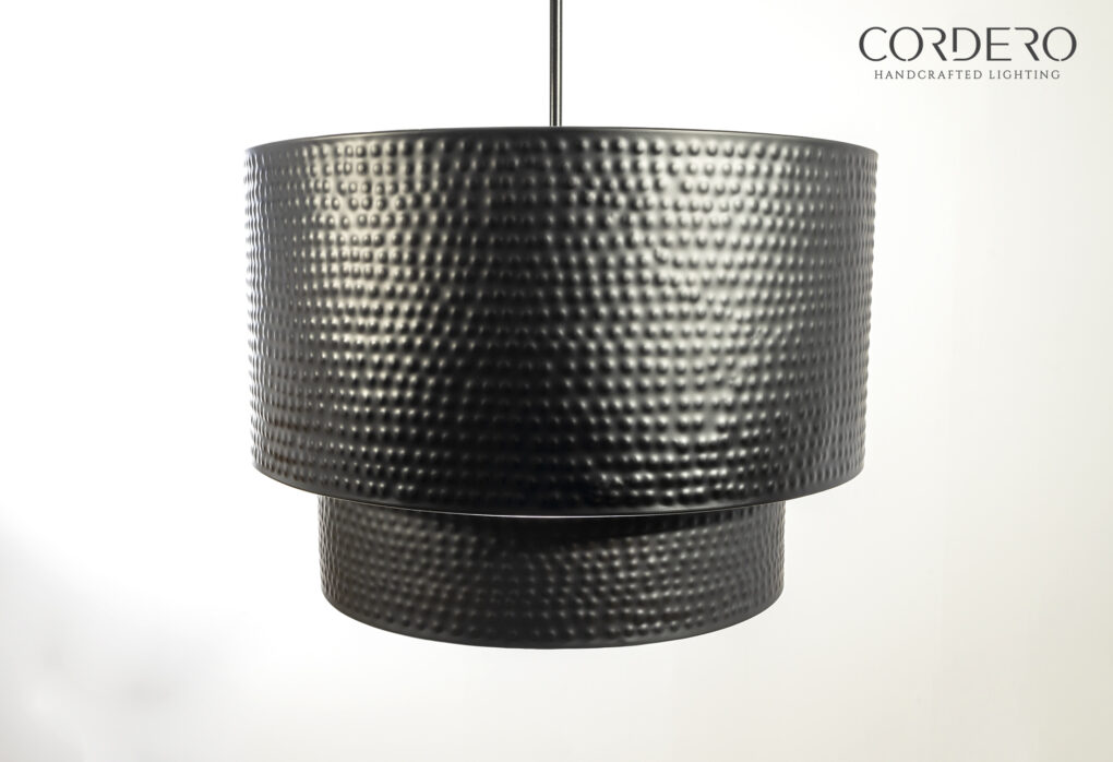 Double Drum Hammered Pendant Light