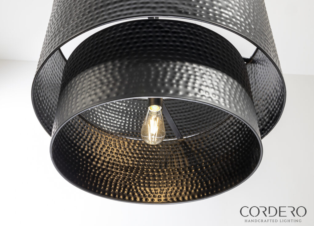 Double Drum Hammered Pendant Light