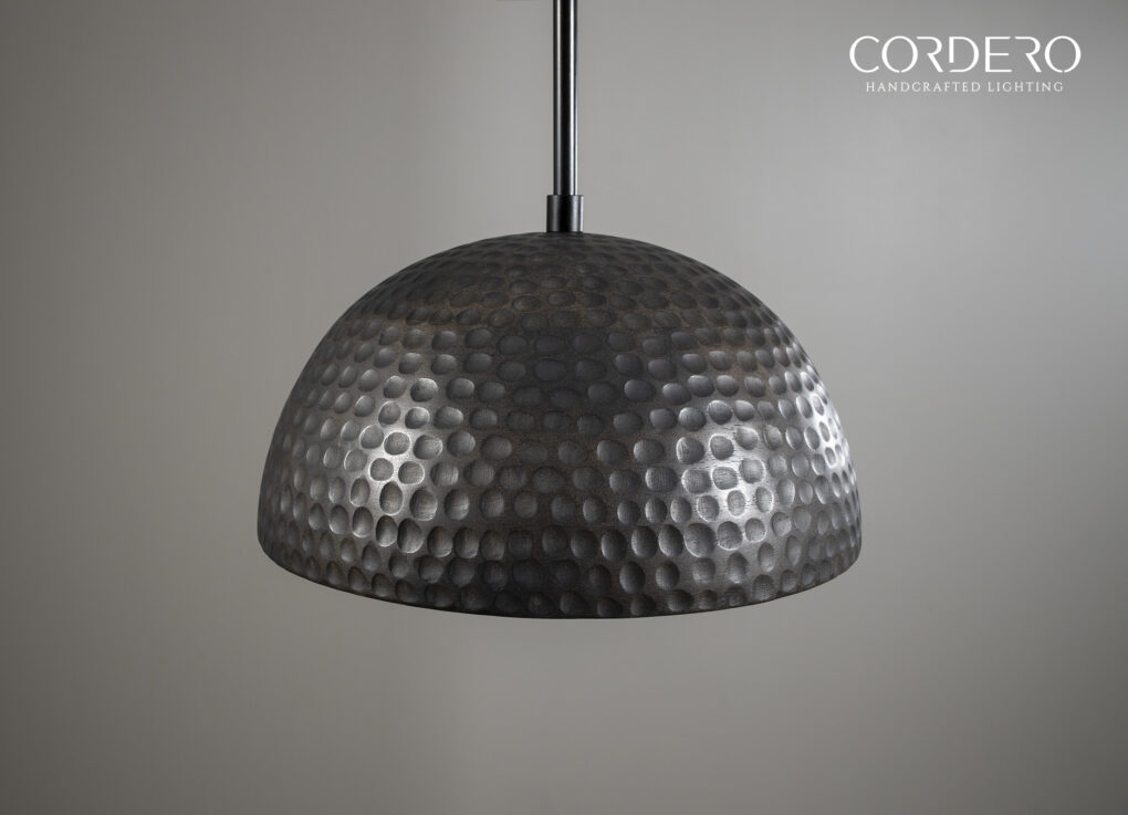 Wood Hammered Dome Pendant