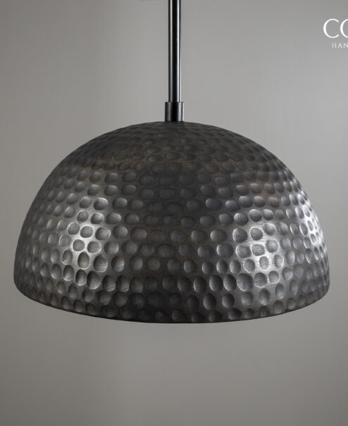 Wood Hammered Dome Pendant