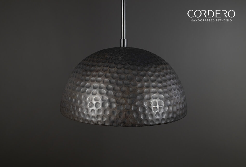 Wood Hammered Dome Pendant