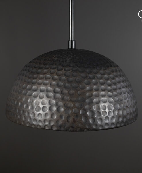 Wood Hammered Dome Pendant