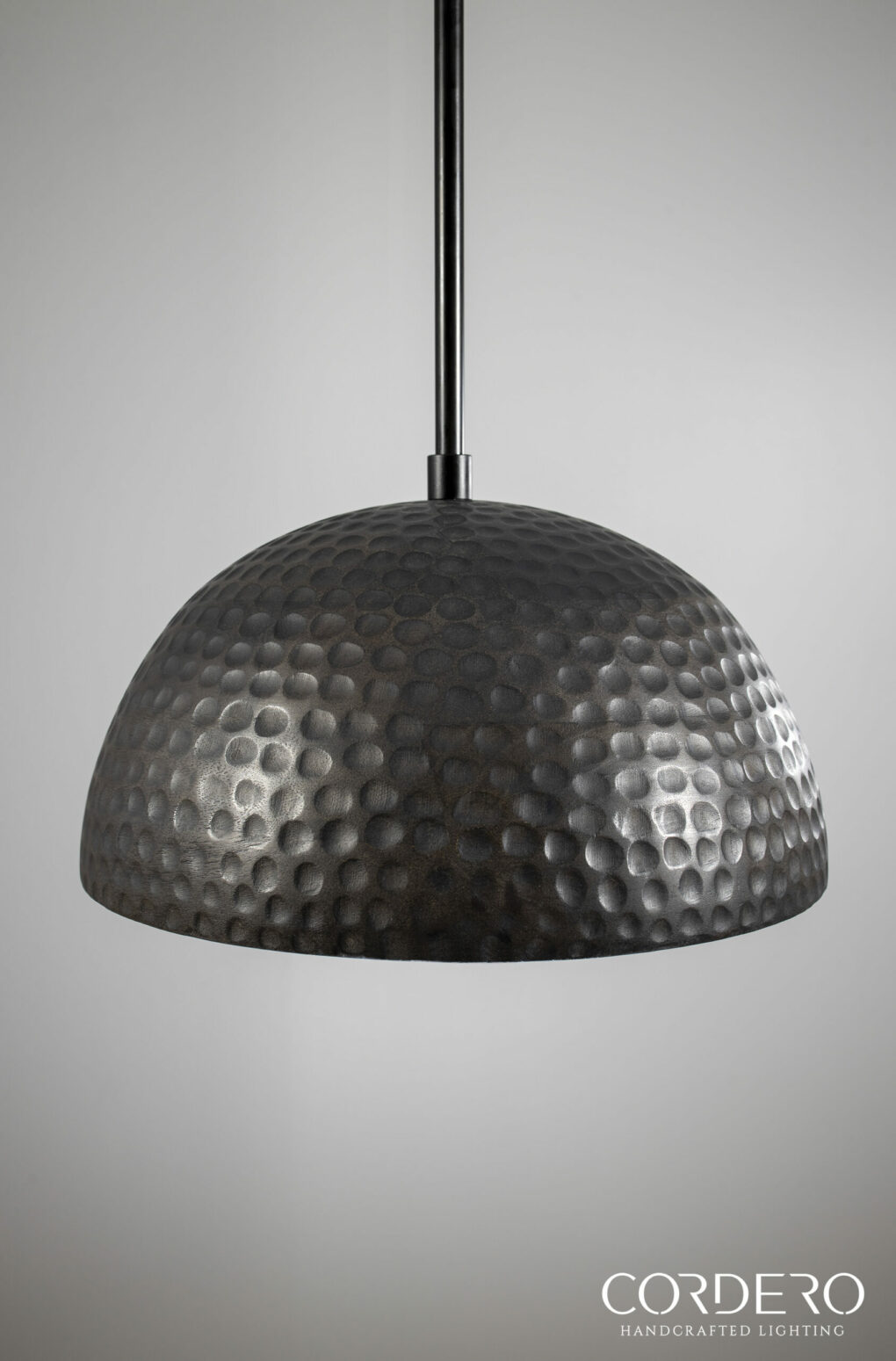Wooden Hammered Dome Pendant