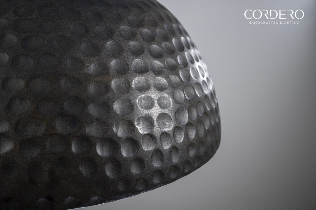 Ebony Wood Hammered Dome Pendant