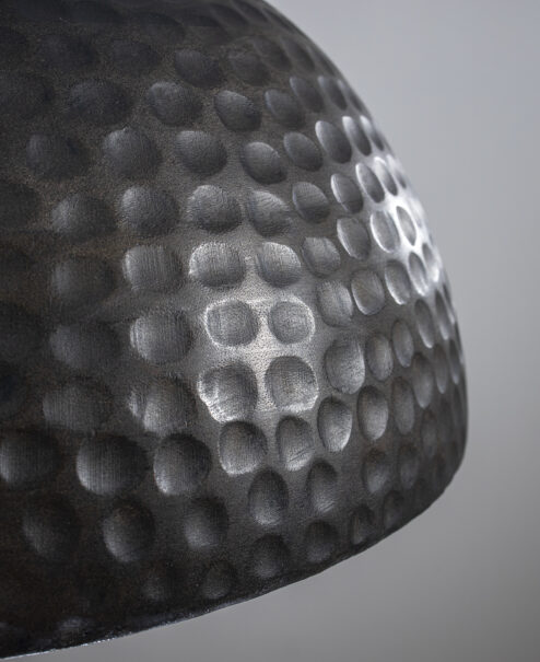 Ebony Wood Hammered Dome Pendant