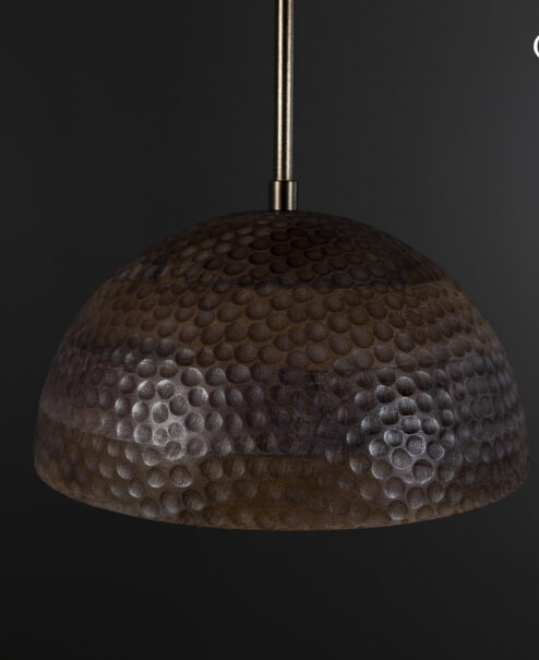 Hammered Wood Dome Pendant Light Fixture