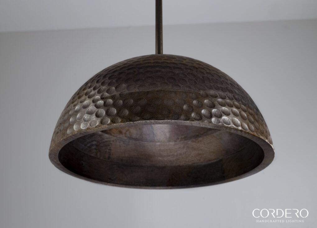 Wood Hammered Dome Pendant