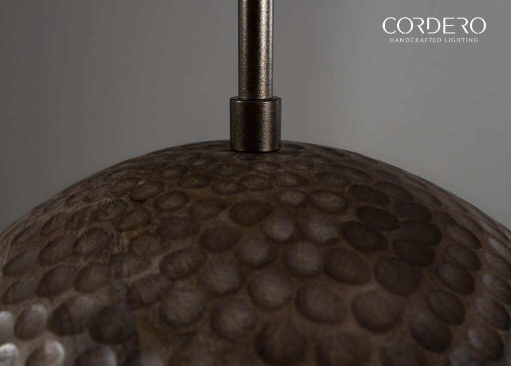 Wood Hammered Dome Pendant