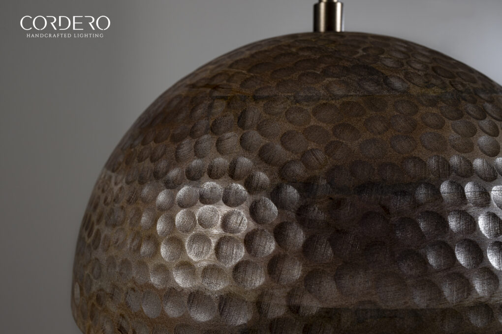 Wood Hammered Dome Pendant