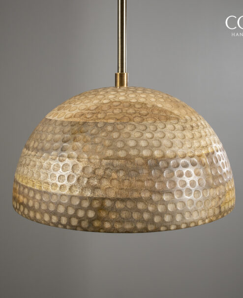 Wood Hammered Dome Pendant Light