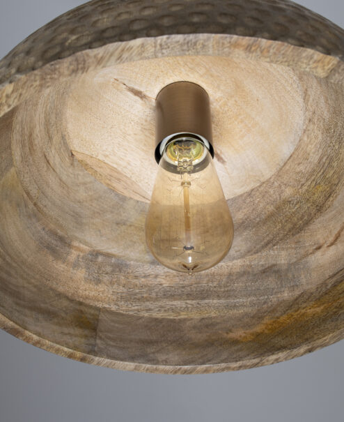 Wood Hammered Dome Pendant Light