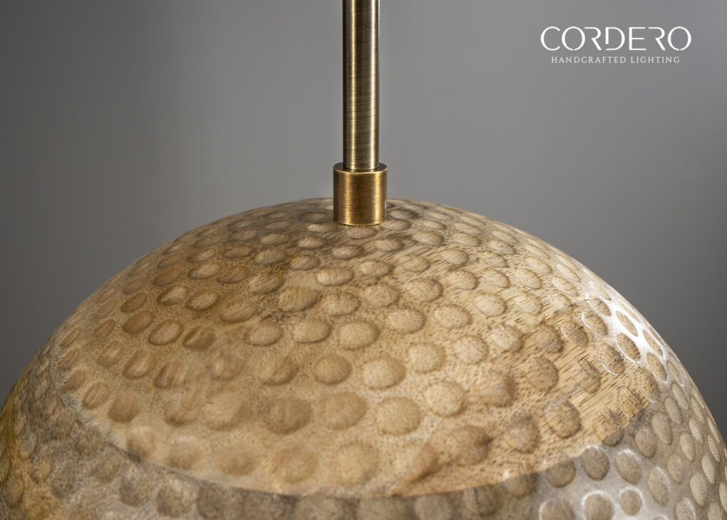 Wood Hammered Dome Pendant Light