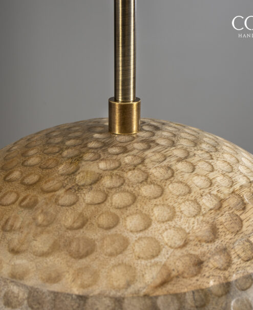 Wood Hammered Dome Pendant Light