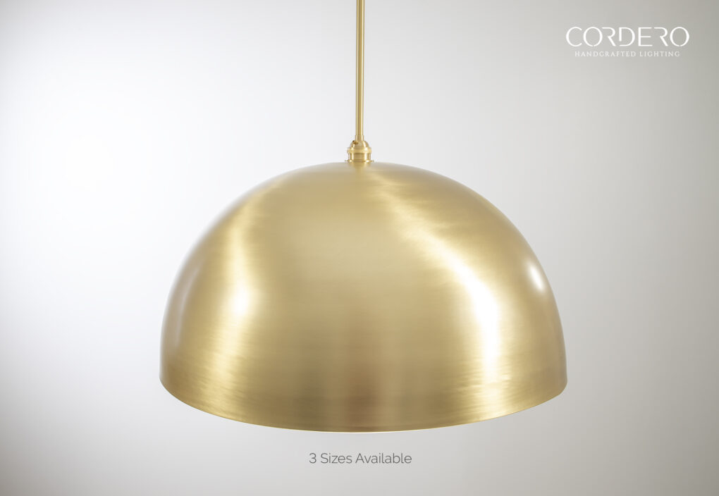 Smooth Brushed Brass Dome Pendant Light