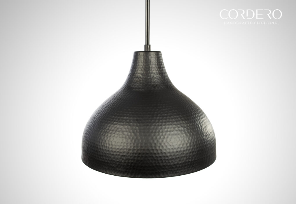 Flat Black Hammered Dome Light