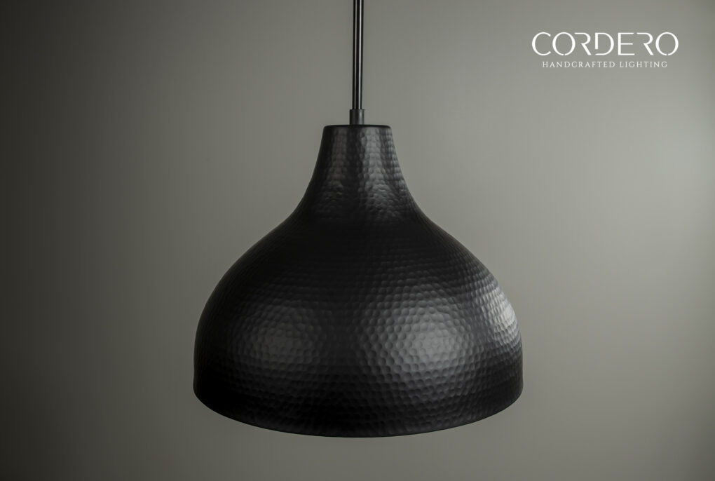 Flat Black Hammered Dome Light