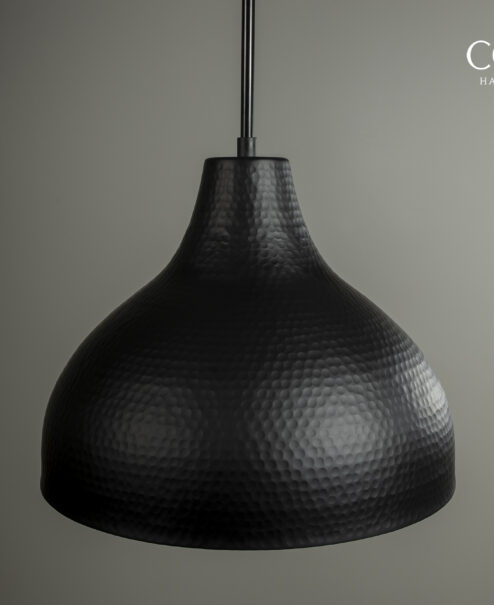 Flat Black Hammered Dome Light
