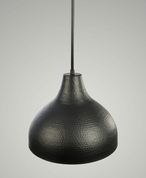 Flat Black Hammered Dome Light