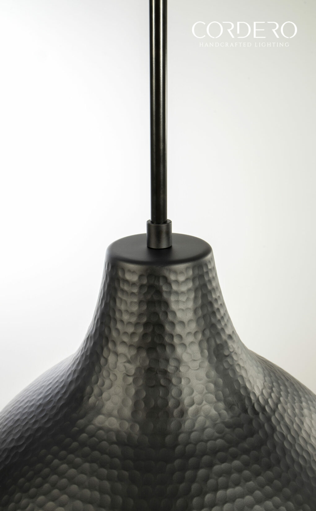 Flat Black Hammered Dome Light