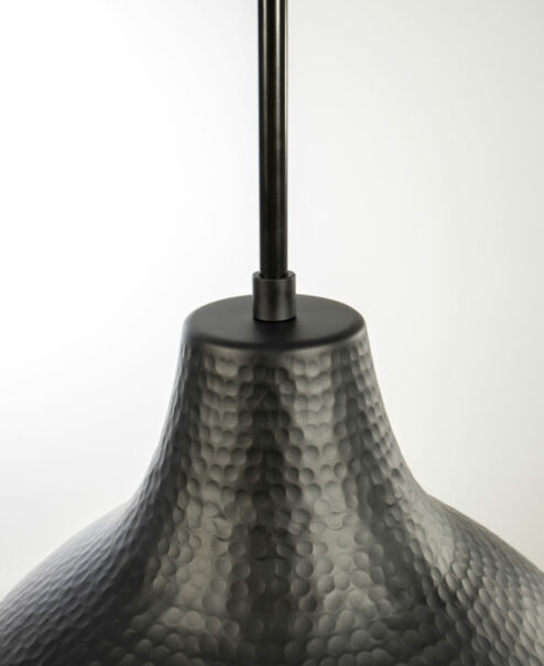 Flat Black Hammered Dome Light