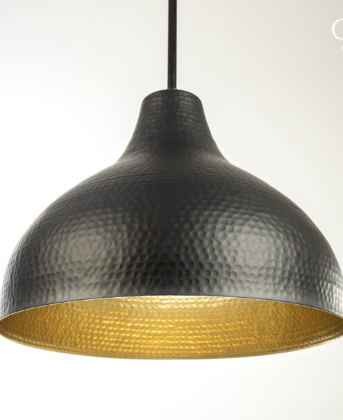 Flat Black Hammered Dome Light