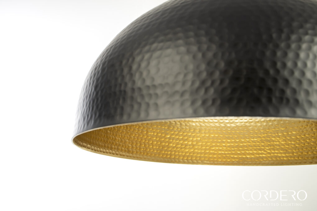 Flat Black Hammered Dome Light