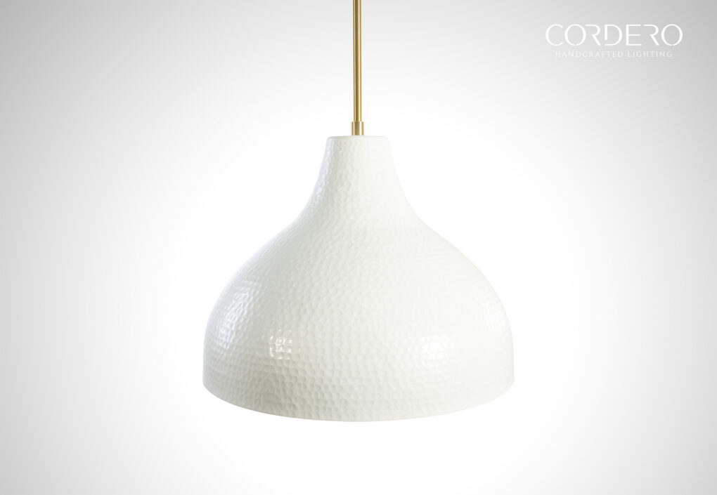 The Cotswold - White Hammered Dome Pendant Light