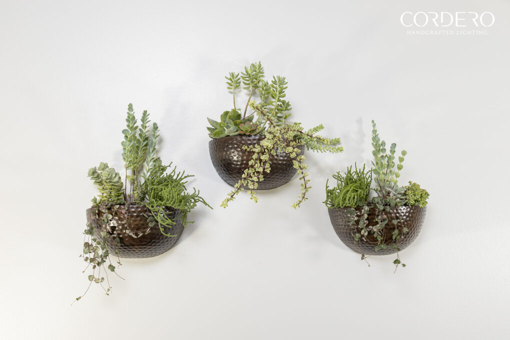 Hammered Wood Wall Planter