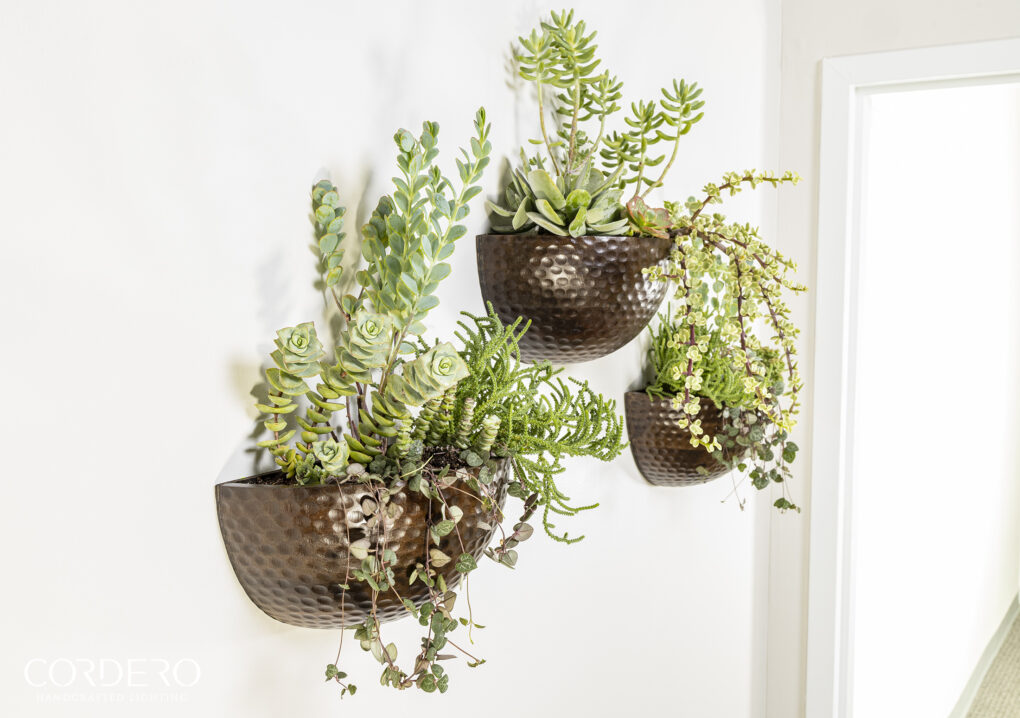 Hammered Wood Wall Planter