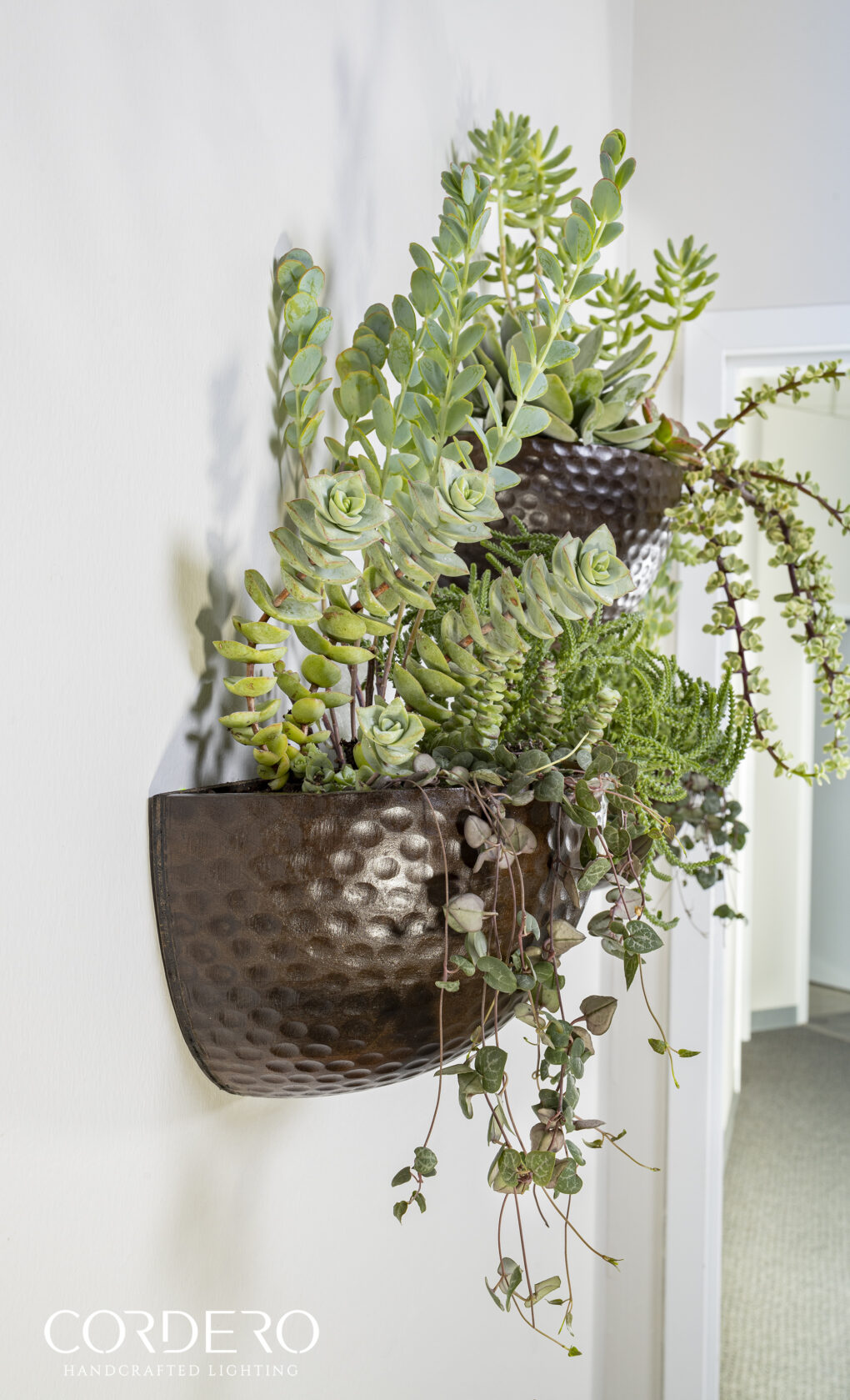 Hammered Wood Wall Planter