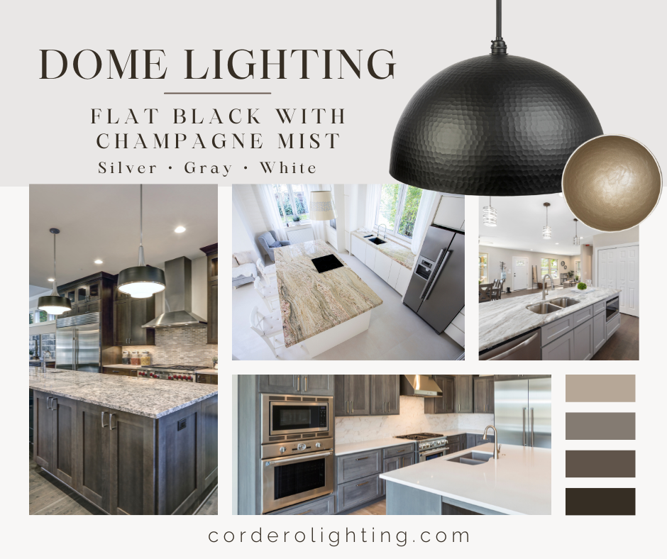 Dome Lighting - Flat Black with Champagne Mist