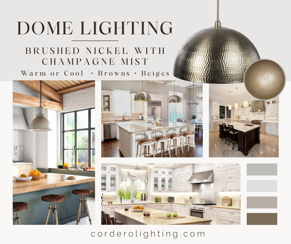 Dome Lighting - Brushed Nickel with Champagne Mist