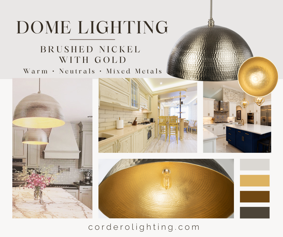 Dome Lighting - Brushed Nickel with Gold