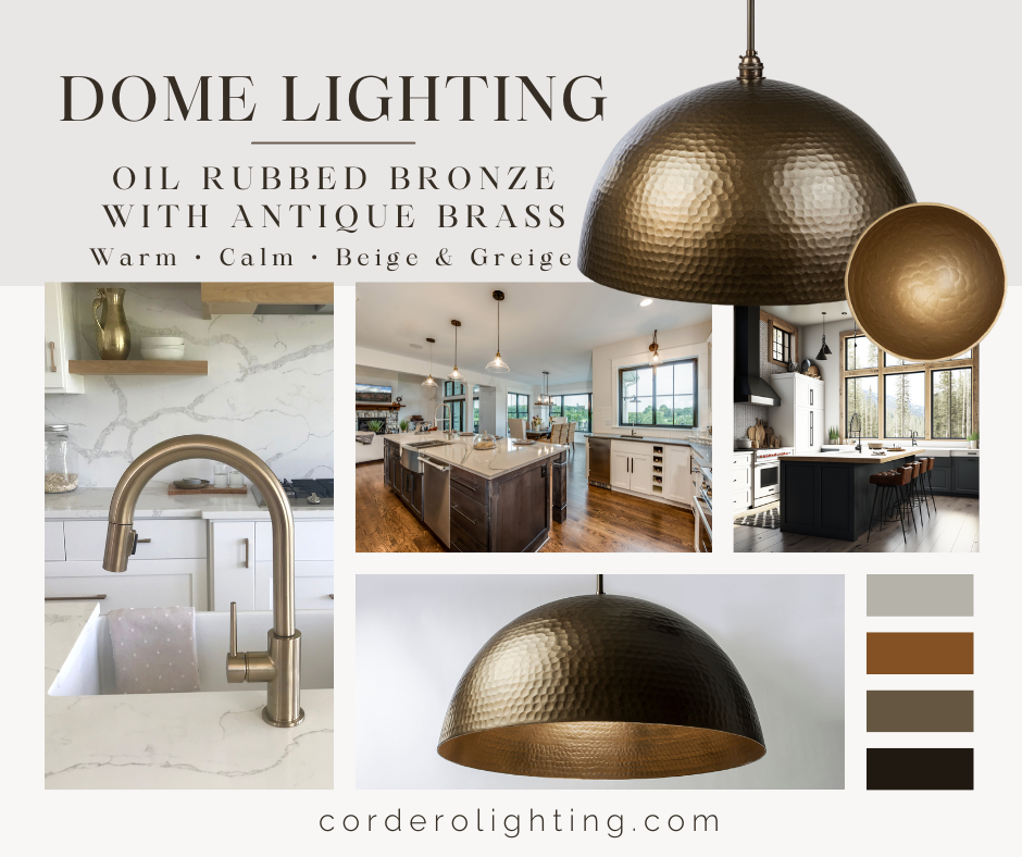 Dome Lighting - Oil Rubbed Bronze with Antique Brass