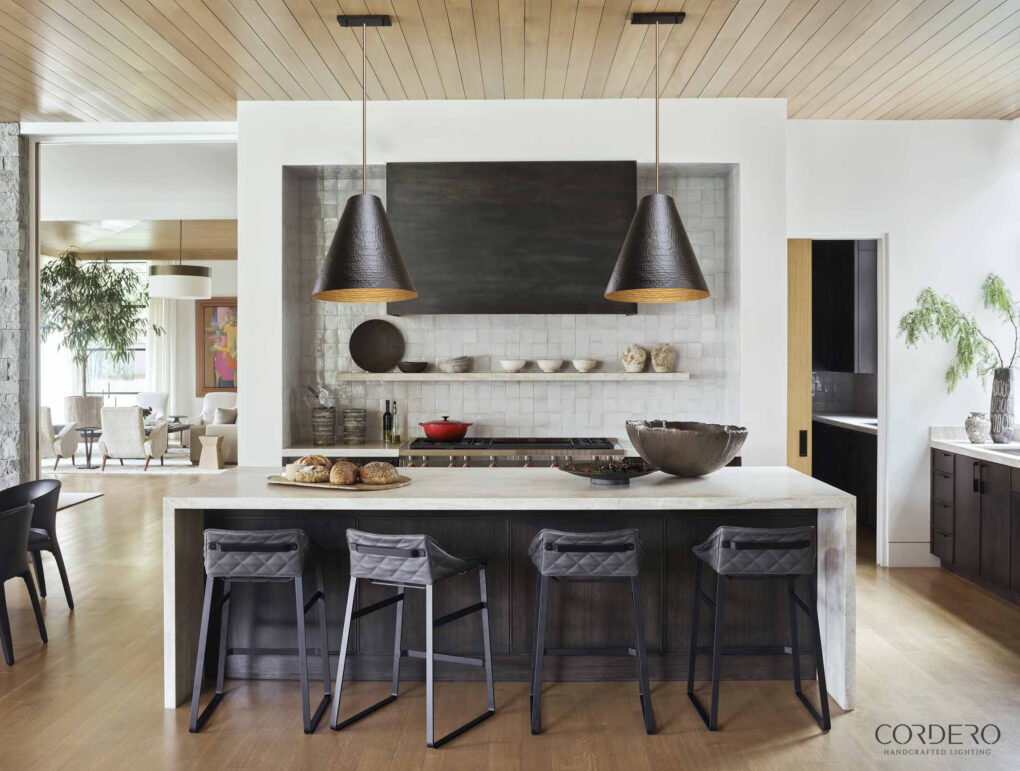 Hammered Cone Pendant in Kitchen